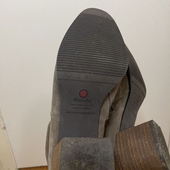 BLONDO brown taupe suede leather waterproof ankle heeled boots size 10 - Picture 7 of 9